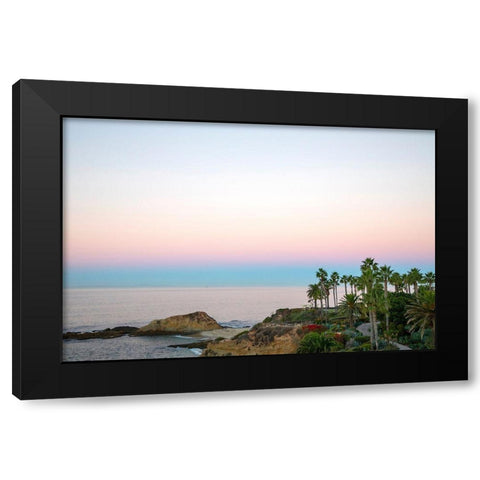 Palm Walkway At Dusk Black Modern Wood Framed Art Print by Mansfield, Kathy