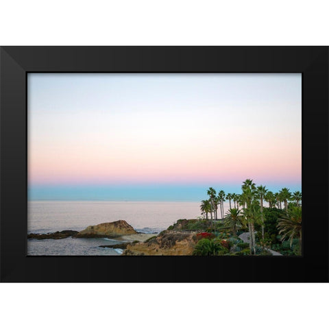 Palm Walkway At Dusk Black Modern Wood Framed Art Print by Mansfield, Kathy