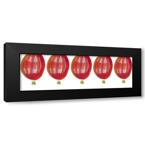 Red Air Balloons Black Modern Wood Framed Art Print by Del Sol, Ani