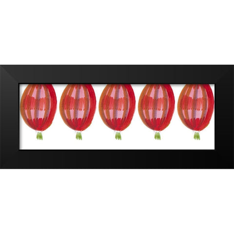 Red Air Balloons Black Modern Wood Framed Art Print by Del Sol, Ani