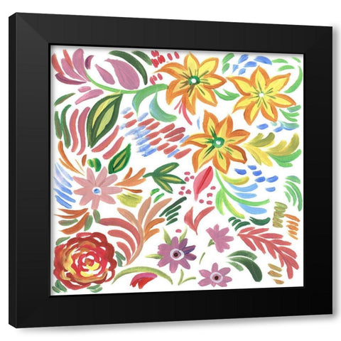 Flora Square I Black Modern Wood Framed Art Print with Double Matting by Del Sol, Ani