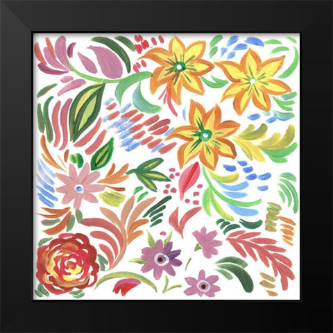 Flora Square I Black Modern Wood Framed Art Print by Del Sol, Ani