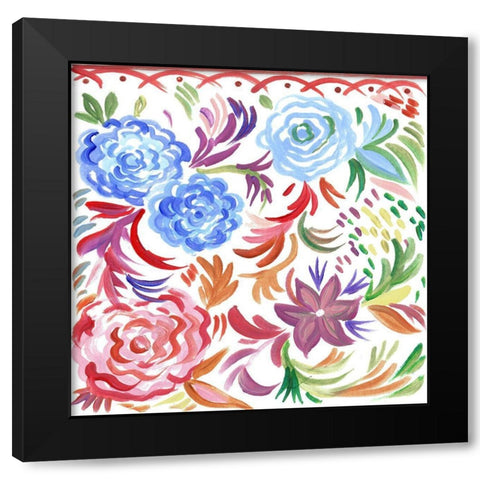 Flora Square II Black Modern Wood Framed Art Print with Double Matting by Del Sol, Ani