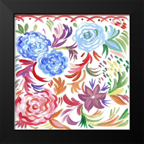 Flora Square II Black Modern Wood Framed Art Print by Del Sol, Ani