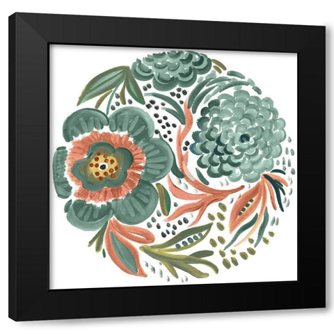 Peachy Matisse Florals II Black Modern Wood Framed Art Print with Double Matting by Del Sol, Ani