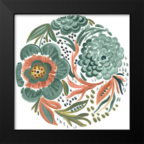Peachy Matisse Florals II Black Modern Wood Framed Art Print by Del Sol, Ani