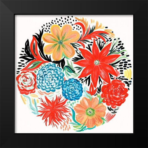 Bright Floral Matisse Circle I Black Modern Wood Framed Art Print by Del Sol, Ani