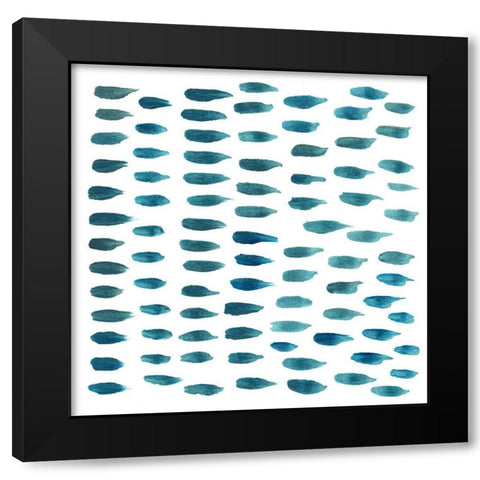 Green Dash Pattern Black Modern Wood Framed Art Print by Del Sol, Ani