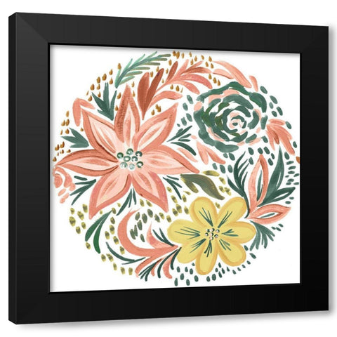 Peachy Matisse Florals III Black Modern Wood Framed Art Print with Double Matting by Del Sol, Ani