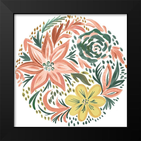 Peachy Matisse Florals III Black Modern Wood Framed Art Print by Del Sol, Ani