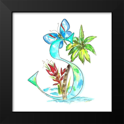 Monogram S Black Modern Wood Framed Art Print by Del Sol, Ani