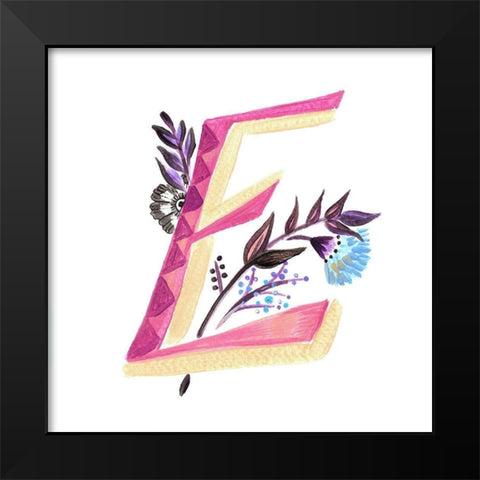 Monogram E Black Modern Wood Framed Art Print by Del Sol, Ani
