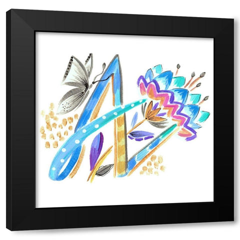 Monogram A Black Modern Wood Framed Art Print with Double Matting by Del Sol, Ani