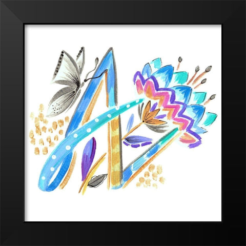 Monogram A Black Modern Wood Framed Art Print by Del Sol, Ani