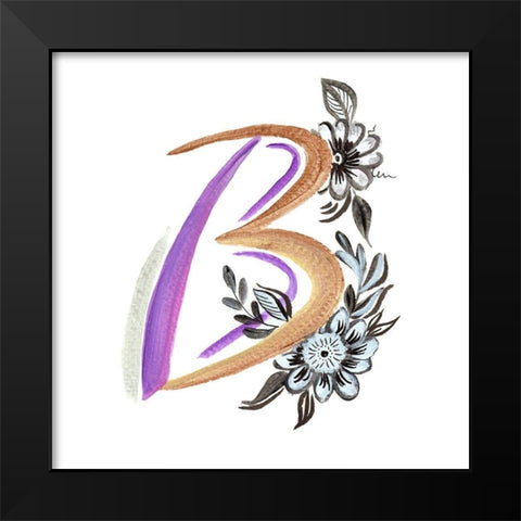 Monogram B Black Modern Wood Framed Art Print by Del Sol, Ani