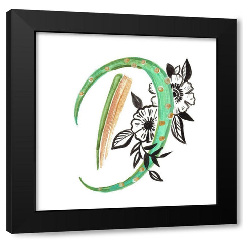 Monogram D Black Modern Wood Framed Art Print by Del Sol, Ani