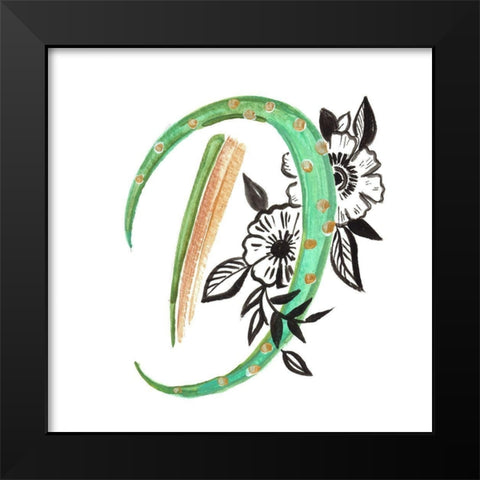 Monogram D Black Modern Wood Framed Art Print by Del Sol, Ani