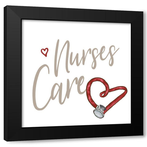 Nurses Care Black Modern Wood Framed Art Print with Double Matting by Medley, Elizabeth