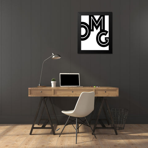OMG Black Modern Wood Framed Art Print by Quach, Anna