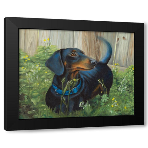 Dachshund Black Modern Wood Framed Art Print with Double Matting by Hakimipour, Tiffany