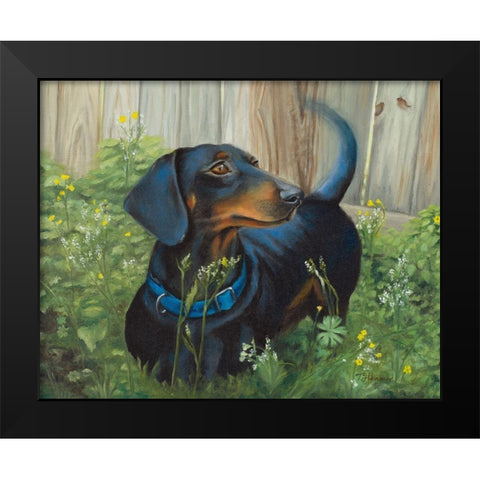 Dachshund Black Modern Wood Framed Art Print by Hakimipour, Tiffany