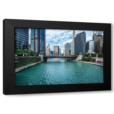 Chicago River View Black Modern Wood Framed Art Print by Bill Carson Photography