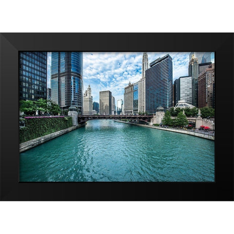 Chicago River View Black Modern Wood Framed Art Print by Bill Carson Photography