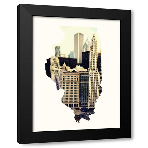 Chi Skyline Black Modern Wood Framed Art Print by Bill Carson Photography