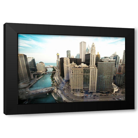 Chicago Skyline Black Modern Wood Framed Art Print with Double Matting by Bill Carson Photography