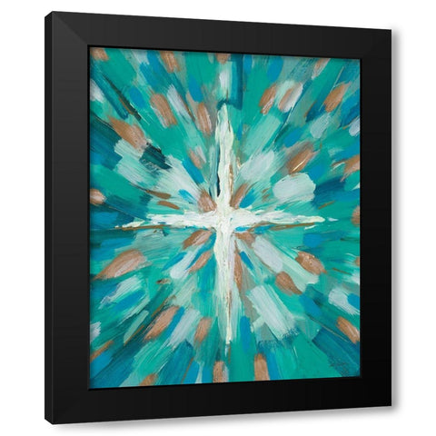 Teal Glory Black Modern Wood Framed Art Print by Hewitt, L.