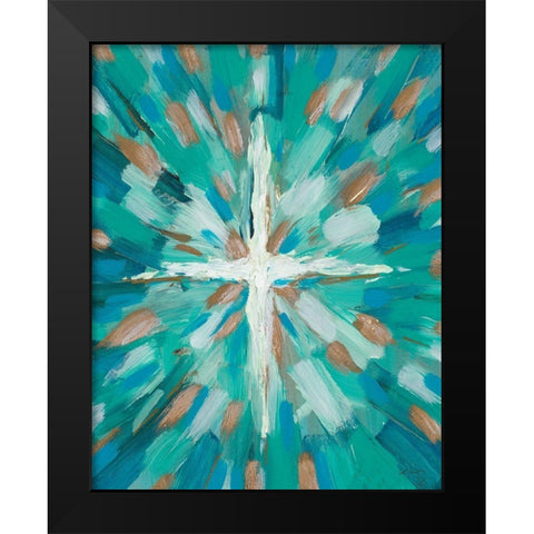 Teal Glory Black Modern Wood Framed Art Print by Hewitt, L.