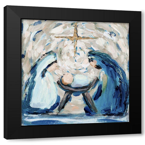 Let Us Adore Him Black Modern Wood Framed Art Print with Double Matting by Hewitt, L.