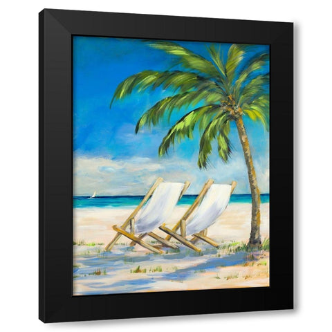 Beach View Black Modern Wood Framed Art Print with Double Matting by DeRice, Julie
