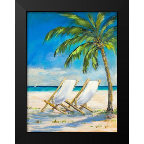 Beach View Black Modern Wood Framed Art Print by DeRice, Julie