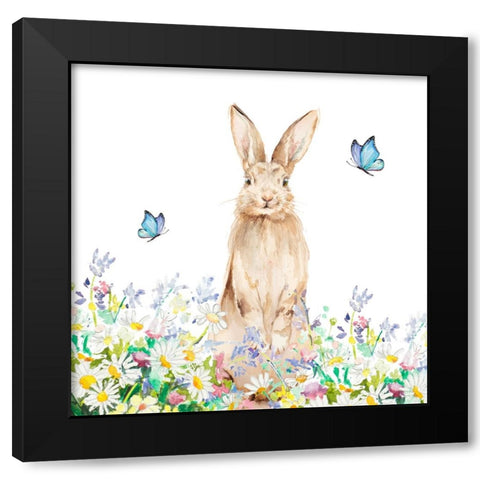 Spring Brown Bunny Black Modern Wood Framed Art Print with Double Matting by Pinto, Patricia