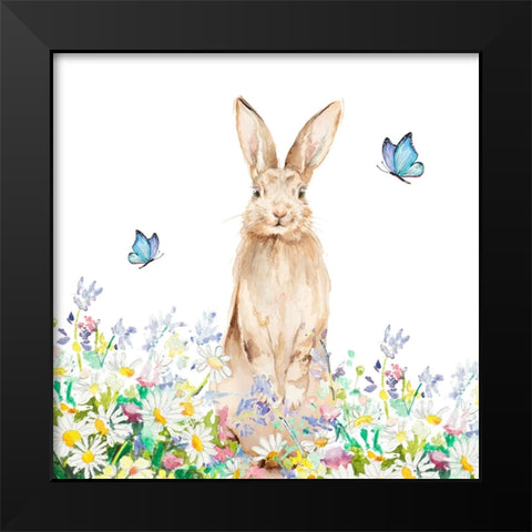 Spring Brown Bunny Black Modern Wood Framed Art Print by Pinto, Patricia
