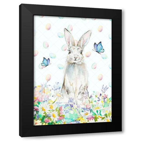 Tall Easter Bunny Black Modern Wood Framed Art Print with Double Matting by Pinto, Patricia