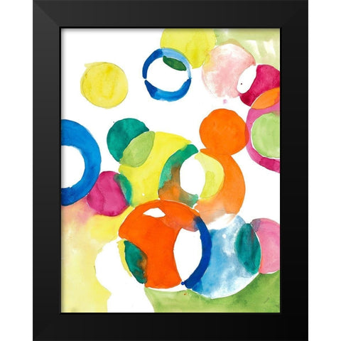 Colorful Circles Black Modern Wood Framed Art Print by Loreth, Lanie