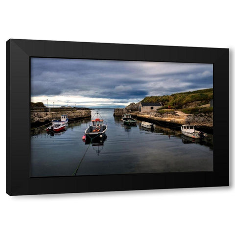 Fishing Harbor Black Modern Wood Framed Art Print with Double Matting by Amos, Andy