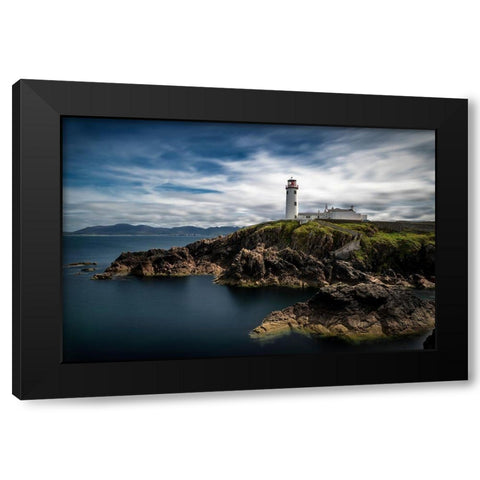 Oceans Edge Lighthouse Black Modern Wood Framed Art Print by Amos, Andy