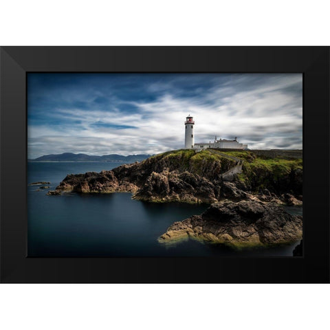 Oceans Edge Lighthouse Black Modern Wood Framed Art Print by Amos, Andy