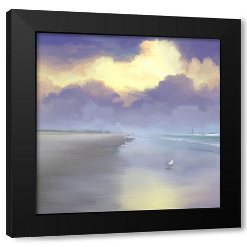 Peaceful Day on the Beach I Black Modern Wood Framed Art Print with Double Matting by Meneely, Dan