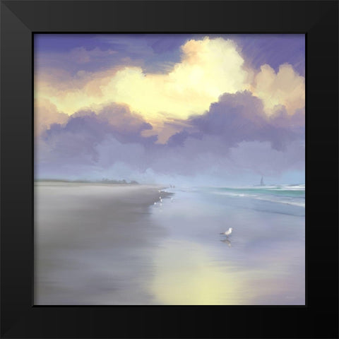 Peaceful Day on the Beach I Black Modern Wood Framed Art Print by Meneely, Dan