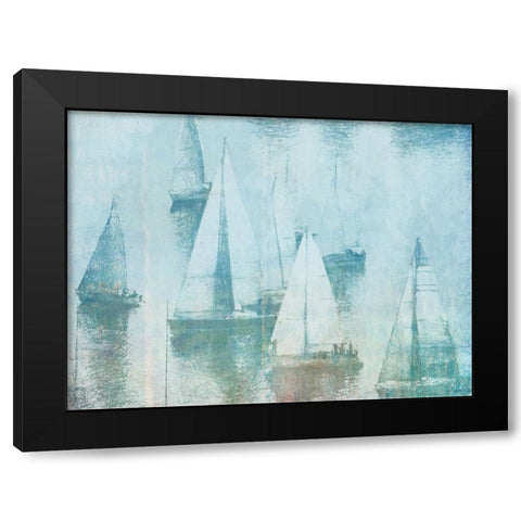 Foggy Walk On the Beach Black Modern Wood Framed Art Print with Double Matting by Meneely, Dan