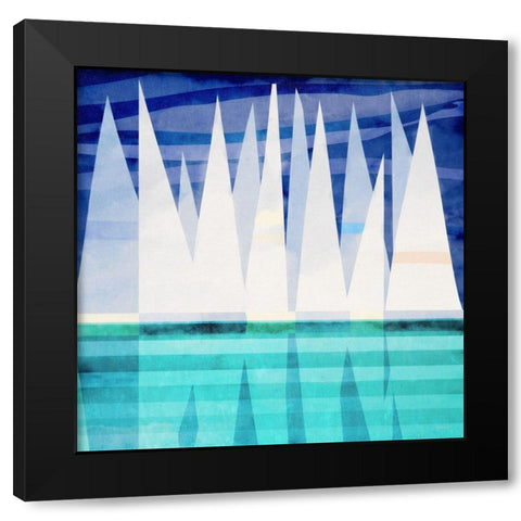 Sailing Day I Black Modern Wood Framed Art Print with Double Matting by Meneely, Dan