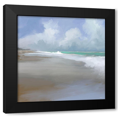 Peaceful Day on the Beach II Black Modern Wood Framed Art Print by Meneely, Dan