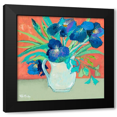 Blue Springtime Vase Black Modern Wood Framed Art Print by Maria, Robin
