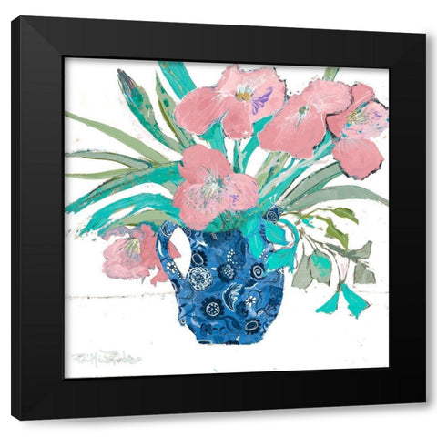 Pink Springtime Black Modern Wood Framed Art Print with Double Matting by Maria, Robin