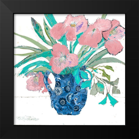 Pink Springtime Black Modern Wood Framed Art Print by Maria, Robin