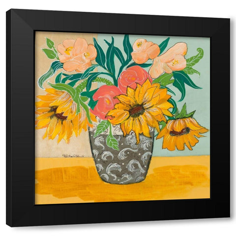Summertime Vase Black Modern Wood Framed Art Print with Double Matting by Maria, Robin